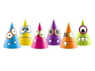Колпаки Monsters Mix, 10 см, 1 уп./6 шт цена и информация | Гудки для вечеринки Clown Face (4шт.) | kaup24.ee