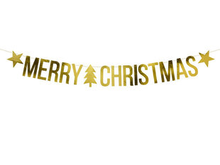 Vanik Merry Christmas, kuldset värvi, 10,5x150 cm, 1 tk hind ja info | Peokaunistused | kaup24.ee