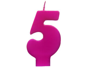 Свеча к Дню рождения Число 5, розовая, 6,5 см, 1 шт. цена и информация | Праздничные декорации | kaup24.ee