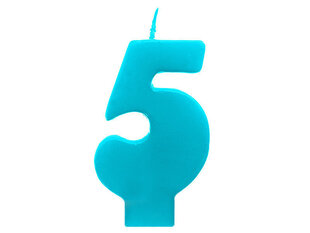 Свеча к Дню рождения Число 5, темно-синяя, 6,5 см, 1 шт. цена и информация | Гудки для вечеринки Clown Face (4шт.) | kaup24.ee