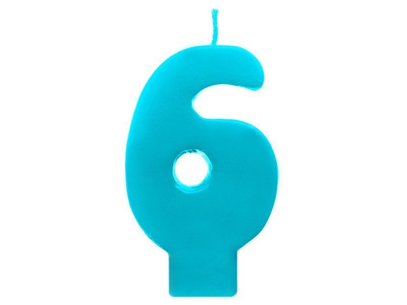 Sünnipäevaküünal Number 6, tumesinine, 6,5 cm, 1 tk цена и информация | Peokaunistused | kaup24.ee