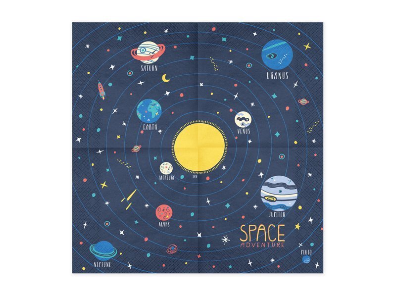 Pabersalvrätid Space Party, sinine, 33x33 cm, 1 pakk/20 tk hind ja info | Ühekordsed nõud | kaup24.ee