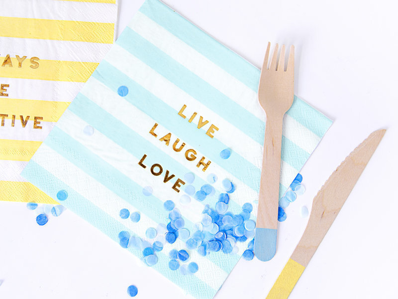 Pabersalvrätid Yummy "Live Laugh Love", sinine, 33x33 cm, 1 pakk/20 tk цена и информация | Ühekordsed nõud | kaup24.ee