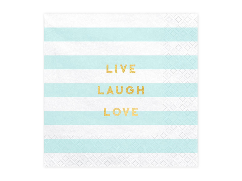 Pabersalvrätid Yummy "Live Laugh Love", sinine, 33x33 cm, 1 pakk/20 tk цена и информация | Ühekordsed nõud | kaup24.ee