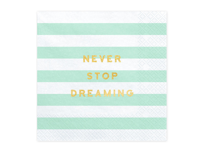 Pabersalvrätid Yummy "Never stop dreaming", münt, 33x33 cm, 1 karp/12 tk (1 pakk/20 tk) цена и информация | Ühekordsed nõud | kaup24.ee