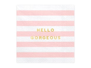 Pabersalvrätid Yummy "Hello Gorgeous“, roosa, 33x33 cm, 1 karp/12 tk (1 pakk/20 tk) hind ja info | Ühekordsed nõud | kaup24.ee