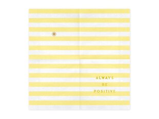 Бумажные салфетки Yummy "Always be positive", желтые, 33х33 см, 1 упаковка/20 штук цена и информация | Праздничная одноразовая посуда | kaup24.ee