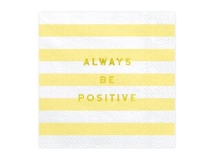 Бумажные салфетки Yummy "Always be positive", желтые, 33х33 см, 1 упаковка/20 штук цена и информация | Праздничная одноразовая посуда | kaup24.ee