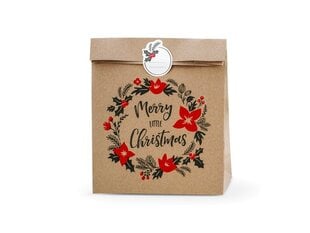 Бумажные подарочные пакеты Merry Christmas, коричневые, 25x11x27 см, 1 уп./3 шт цена и информация | Подарочные упаковки | kaup24.ee