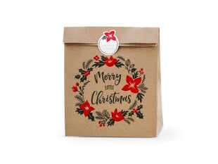 Бумажные подарочные пакеты Merry Christmas, коричневые, 25x11x27 см, 1 уп./3 шт цена и информация | Подарочные упаковки | kaup24.ee