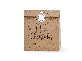 Бумажные подарочные пакеты Merry Christmas, коричневые, 25x11x27 см, 1 уп./3 шт цена и информация | Подарочные упаковки | kaup24.ee