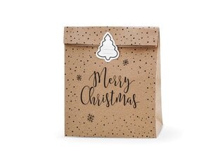 Бумажные подарочные пакеты Merry Christmas, коричневые, 25x11x27 см, 1 уп./3 шт цена и информация | Подарочные упаковки | kaup24.ee