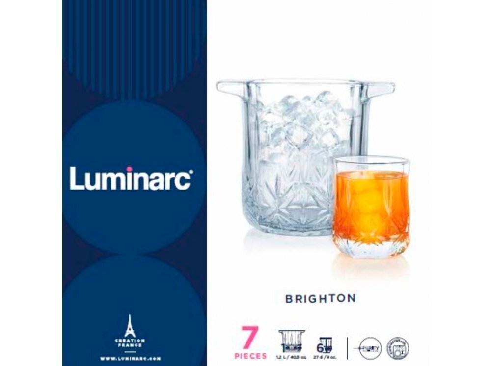 Klaasid ja jää-ämber Luminarc Brighton, 7- osaline цена и информация | Klaasid, tassid ja kannud | kaup24.ee