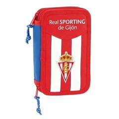 Двойной пенал Real Sporting de Gijón Белый Красный (28 pcs) цена и информация | Пеналы | kaup24.ee