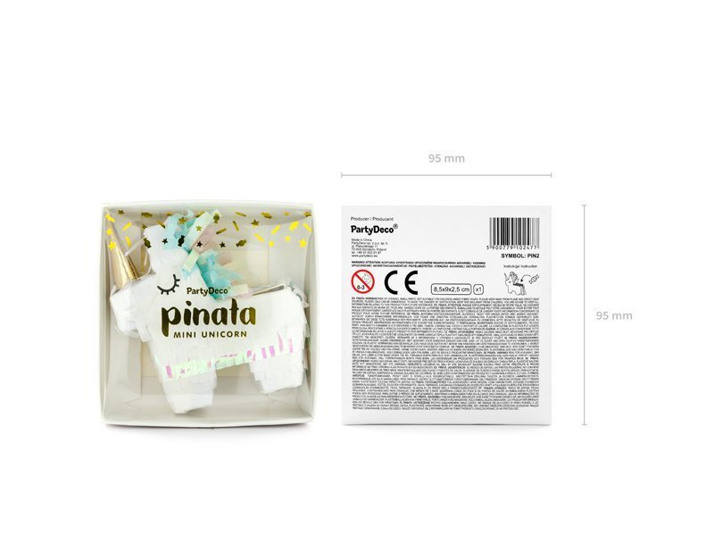 Mini pinjaata Unicorn, 8x8x2,5cm, 1 pk/1 tk hind ja info | Peokaunistused | kaup24.ee