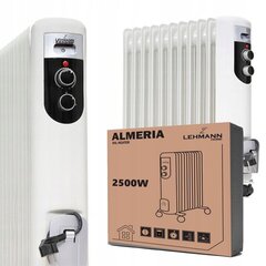 Õliradiaator Lehmann Kanwod Almeria, 2500W, valge hind ja info | Küttekehad | kaup24.ee