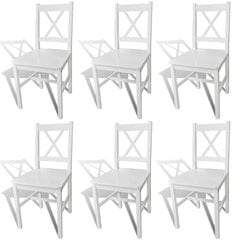 Деревянные обеденные стулья, белые/натуральное дерево, 6 шт. цена и информация | Стулья для кухни и столовой | kaup24.ee