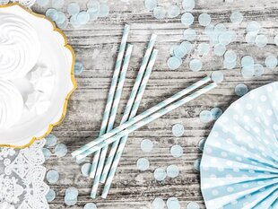 Бумажные соломинки, голубо-белые, 19,5 см, 1 упаковка/10 штук цена и информация | Праздничная одноразовая посуда | kaup24.ee