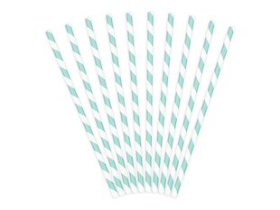 Бумажные соломинки, голубо-белые, 19,5 см, 1 упаковка/10 штук цена и информация | Праздничная одноразовая посуда | kaup24.ee