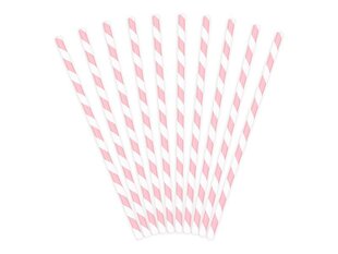 Бумажные соломинки, розово-белые, 19,5 см, 1 упаковка/10 штук цена и информация | Праздничная одноразовая посуда | kaup24.ee