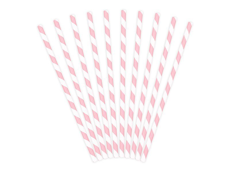 Paberkõrred, roosa valge, 19,5 cm, 1 pk/10 tk цена и информация | Ühekordsed nõud | kaup24.ee