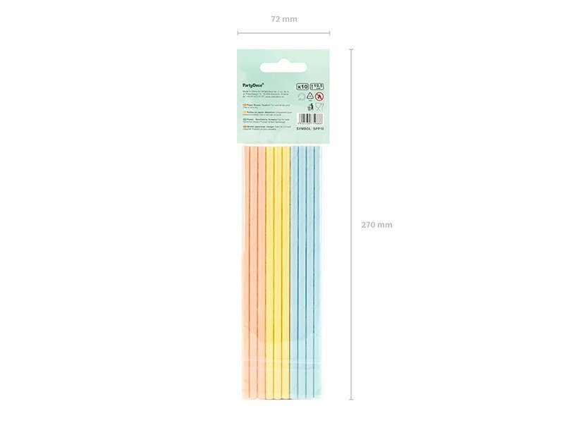 Paberkõrred Summer Time Mix, 19,5 cm, 1 pk/10 tk цена и информация | Ühekordsed nõud | kaup24.ee