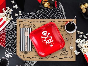 Ühekordsed papptaldrikud Pirates Party, punane, 20x20 cm, 1 pkk/6 tk цена и информация | Праздничная одноразовая посуда | kaup24.ee