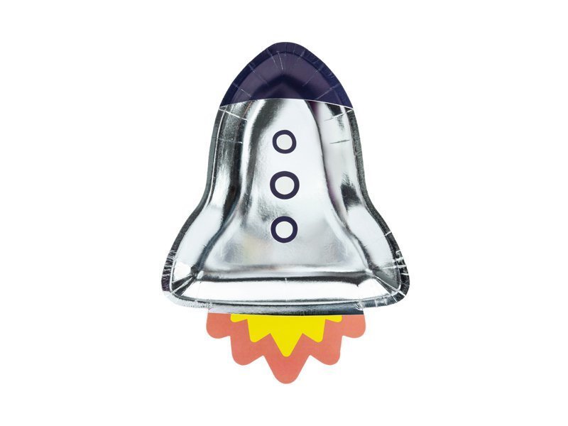 Ühekordsed papptaldrikud Space Party Rocket, 21,5x29,5 cm, 1 karp/25 pk (1 pk/6 tk) цена и информация | Ühekordsed nõud | kaup24.ee