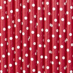 Бумажные соломинки, красные в горошек, 19,5 см, 1 упаковка/10 штук цена и информация | Праздничная одноразовая посуда | kaup24.ee