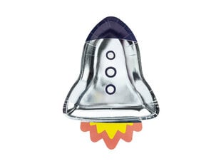 Ühekordsed papptaldrikud Space Party Rocket, 21,5x29,5 cm, 1 pk/6 tk цена и информация | Праздничная одноразовая посуда | kaup24.ee