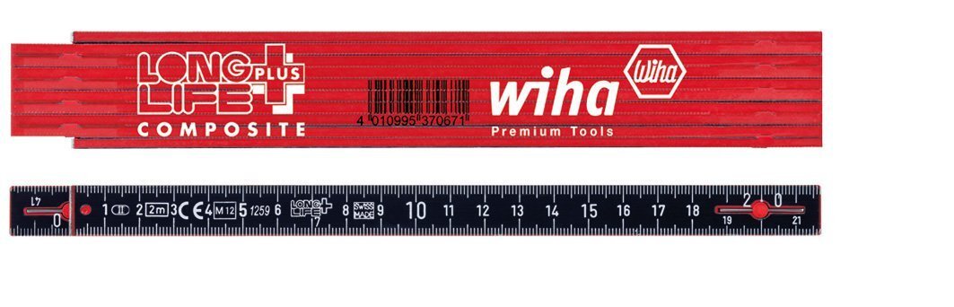 Kokkupandav mõõdulint WIHA Longlife Plus Composite (2 m, 10 segmenti) hind ja info | Käsitööriistad | kaup24.ee