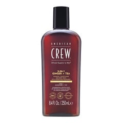 American Crew 3-in-1 Ingver + Tee šampoon, palsam ja dušigeel, 250ml hind ja info | Dušigeelid, õlid | kaup24.ee