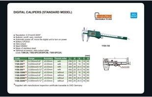 Digitaalne liugur Insize (200 mm) lukustuskruviga цена и информация | Механические инструменты | kaup24.ee