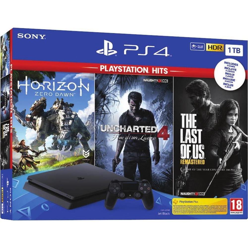 Игровая приставка Sony PlayStation 4 (PS4) Slim 1TB + Horizon Zero Dawn +  Uncharted 4 + The Last of Us цена | kaup24.ee