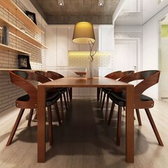 Комплект из 6 обеденных стульев с деревянной рамой коричневого цвета цена и информация | Стулья для кухни и столовой | kaup24.ee
