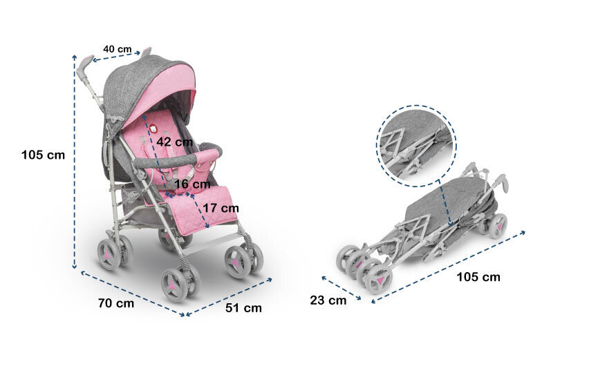 Sportlik käru Lionelo Irma, Pink hind ja info | Vankrid, jalutuskärud | kaup24.ee