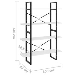 4-korruseline raamaturiiul 100x30x140 cm, valge, puitlaastplaat hind ja info | Riiulid | kaup24.ee