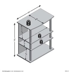 FMD teler/Hi-Fi riiul, 3 kambriga, 65 x 40 x 79,2 cm, tammepuit hind ja info | Kummutid | kaup24.ee