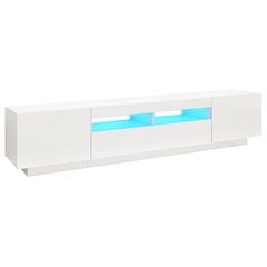 telerialus LED-tuledega, kõrgläikega valge, 200x35x40 cm цена и информация | Тумбы под телевизор | kaup24.ee