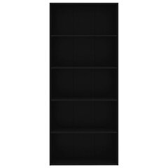 5-korruseline raamaturiiul, must 80x30x189 cm, puitlaastplaat hind ja info | Riiulid | kaup24.ee
