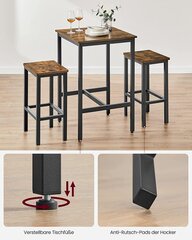 Барный стол Vasagle LBT017B01 со стульями, винтажный коричневый/черный цена и информация | Стулья для кухни и столовой | kaup24.ee