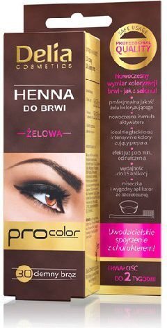 Kulmuvärv Delia Cosmetics Henna 15 ml, 3.0 Dark Brown hind ja info | Kulmuvärvid, -pliiatsid | kaup24.ee