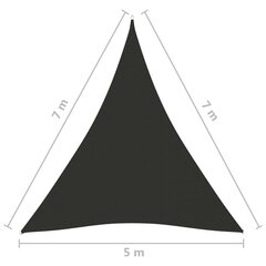 päikesepuri, oxford-kangast, kolmnurkne, 5x7x7 m, antratsiit hind ja info | Päikesevarjud, markiisid ja alused | kaup24.ee