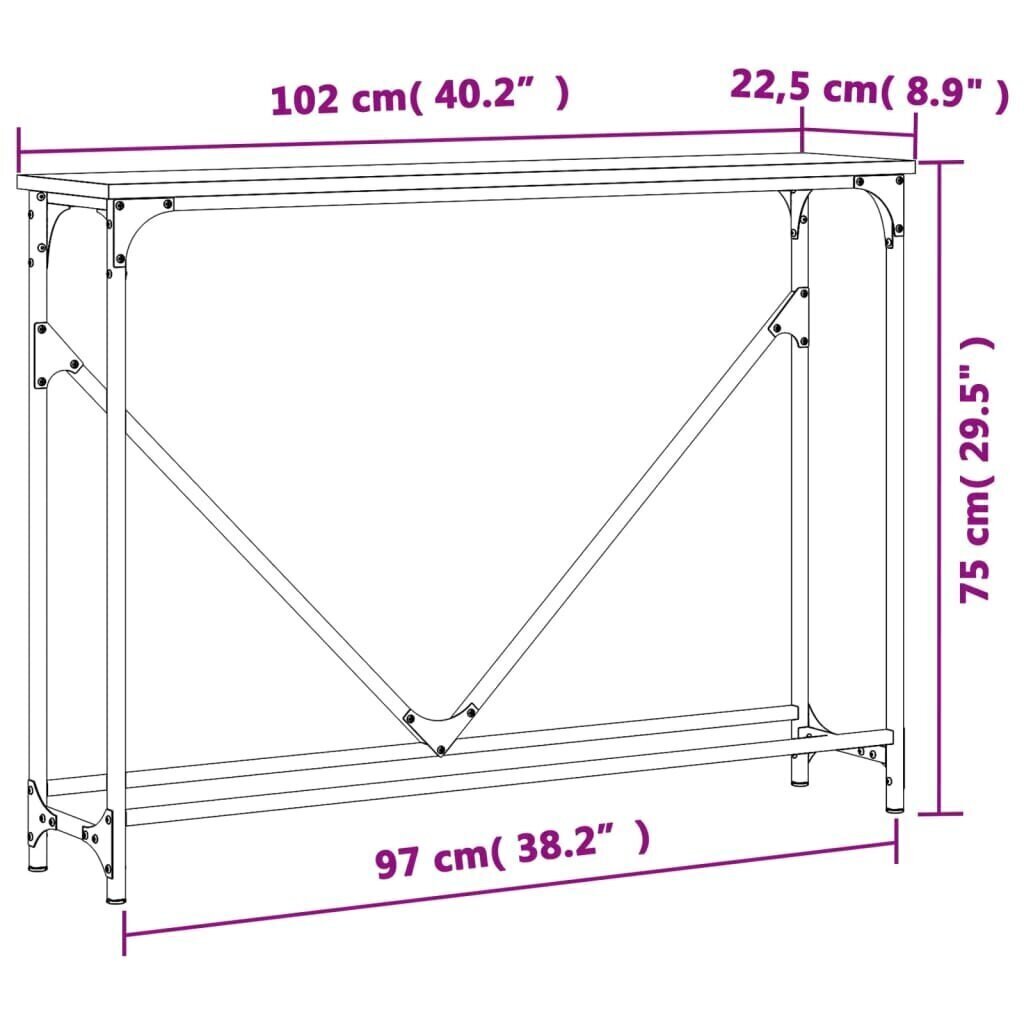 konsoollaud, hall Sonoma tamm, 102 x 22,5 x 75 cm, tehispuit hind ja info | Konsoollauad | kaup24.ee