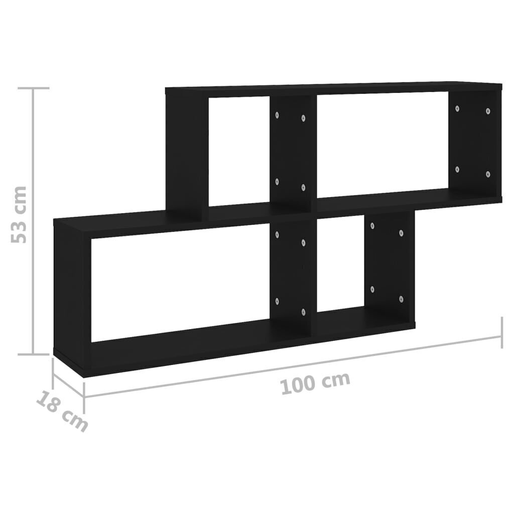 seinariiul, must, 100 x 18 x 53 cm, puitlaastplaat hind ja info | Riiulid | kaup24.ee