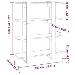 raamaturiiul/ruumijagaja, suitsutatud tamm, 100x30x123,5 cm hind ja info | Riiulid | kaup24.ee