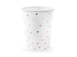 Pabertopsid Polka Dots, 260 ml (1 pakk / 6 tk), Valge hind ja info | Ühekordsed nõud | kaup24.ee