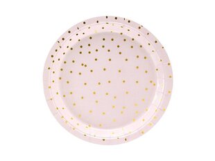 Бумажные тарелки Polka Dots, 18 см (1 упаковка / 6 штук), Светло розовые цена и информация | Праздничная одноразовая посуда | kaup24.ee