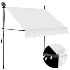 käsitsi sissetõmmatav varikatus, LED, 200 cm, kreemjasvalge цена и информация | Зонты, маркизы, стойки | kaup24.ee