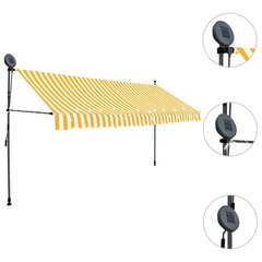 käsitsi sissetõmmatav varikatus, LED, 400 cm, valge ja oranž цена и информация | Зонты, маркизы, стойки | kaup24.ee